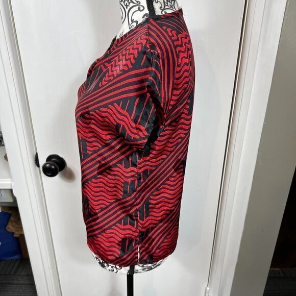 80’s vintage Plymouth black and red printed short sleeve blouse - Picture 4 of 7